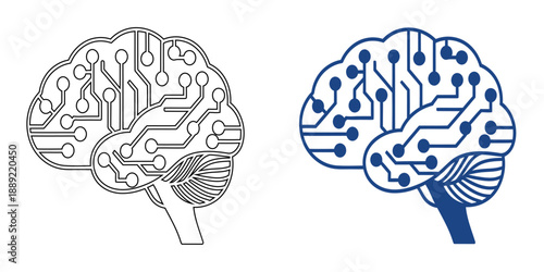Cyber Security Radar and Network Scanner Icon , Digital System Diagnostic and Information Monitoring Concept, Blue Outline and Bold Line Art Vector