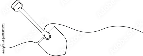 Gardening shovel in soil Vector