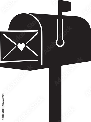 Black Mailbox with Heart Envelope background