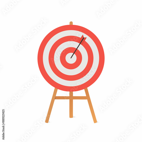 A red and white target with a single dart hitting the bullseye