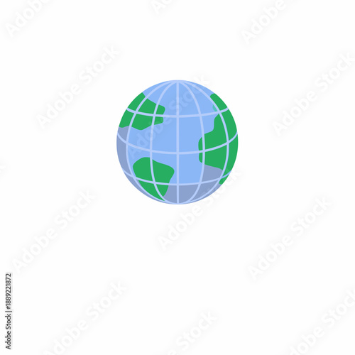 Stylized illustration of a blue and green globe with visible landmasses