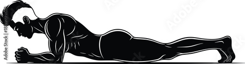 Plank exercise, core workout, fitness pose, body strength, gym training, muscular form, forearm plank, healthy lifestyle, athletic posture, endurance