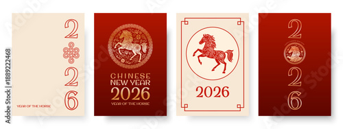 designs for Chinese New Year 2026 celebrate vibrant cultural heritage artistically. For advertising, website, poster, flyer. A striking horse rears up, symbolizing strength, energy, and independence.