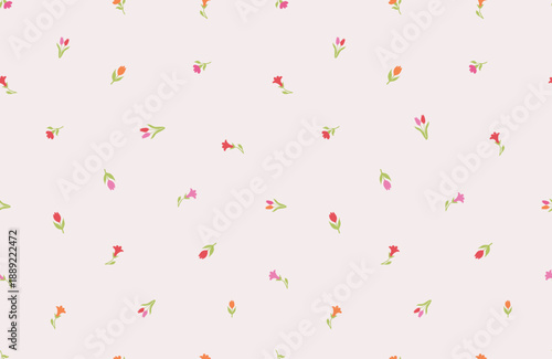 Hand drawn Flower pattern, new born baby dress pink. cottagecore ditsy tile print, floral seamless pattern, background. Small cute flower, purple color, design for fashion, texture, fabric, wallpaper