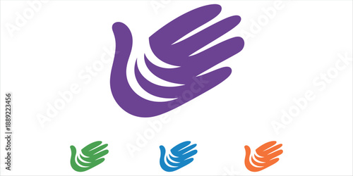 Colorful hand logo designs for charity and nonprofit organizations vector.