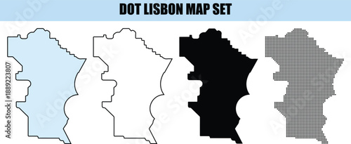 Lisbon Map Set Vector Illustration background