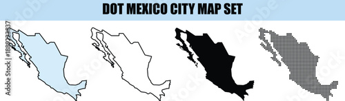 Mexico City Map Set Vector Illustration background