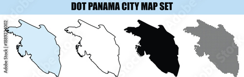 Panama City Map Set Dots background