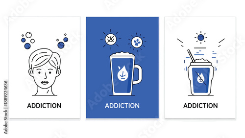 Social Media, Screen & Gaming Addiction Vector Set