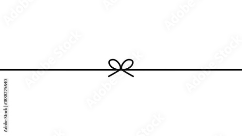 Black string line art animation with knot tying and untying at center on white background and green screen. 4K animated string line for opening and closing, motion graphics, and decorative overlay.