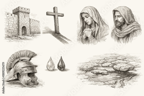 Biblical and Christian Faith Sketch Illustrations
