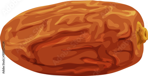 A vector graphic illustration of a brown date with a wrinkled skin