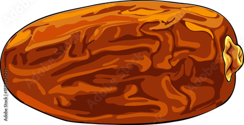 A vector graphic illustration of a brown date with a golden stem