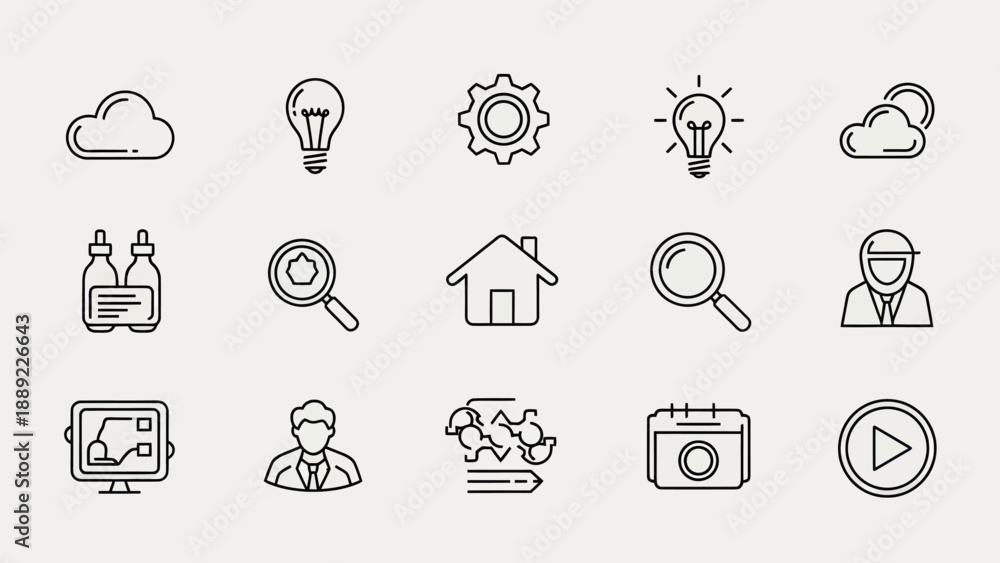 Fototapeta premium Set of line icons for business, technology, and innovation concepts