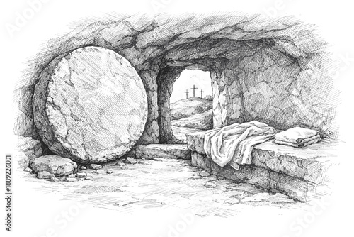 Resurrection Empty Tomb of Jesus Sketch