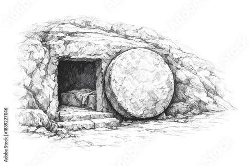 Empty Tomb of Jesus Resurrection Sketch