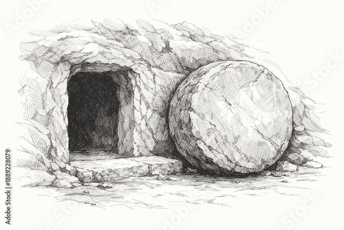 Empty Tomb Resurrection Christian Sketch