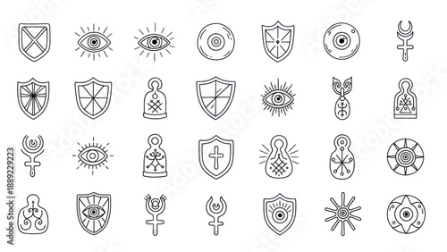 Mystic Symbols and Esoteric Icons Collection - Line Art