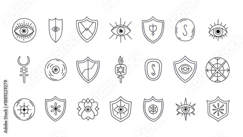 Mystic Symbols Set: Esoteric Icons, Alchemy, Occult, Astrology, Tarot, Witchcraft, Magic