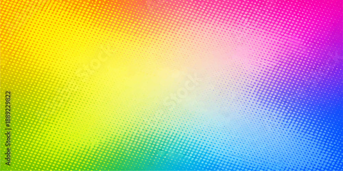 Abstract rainbow vector background featuring a colorful halftone dot pattern with circular light elements and digital wave textures for a modern wallpaper design