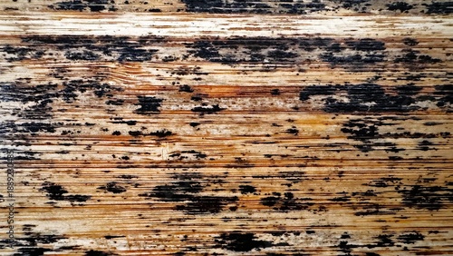 Fényképezés Grungy distressed wood with dark paint marks and rugged surface, Vintage weather