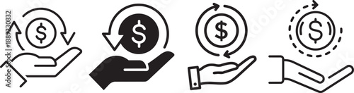 Return on Investment: Visual representation of financial circulation, featuring hand holding a dollar coin within a revolving arrow, symbolizing investment returns.