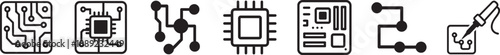 High-quality vector circuit board icon set, perfect for technology, electronics, and digital design.