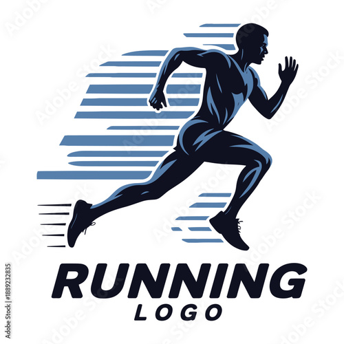 Dynamic runner logo design with speed lines