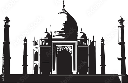 Ancient Indian white marble mausoleum architecture vector