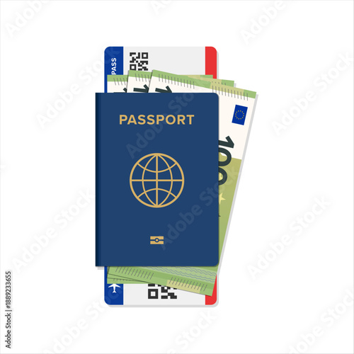 passport money and ticket. travel. vector illustration