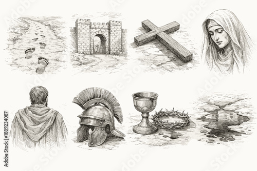 Biblical and Christian Faith Sketch Illustrations