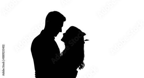 A beautiful silhouette of a loving couple sharing a tender and intimate moment