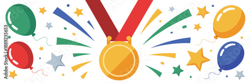 Company achievement celebration vector elements – Perfect for milestone announcements, award ceremonies, or business success content.