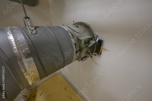 Obraz na płótnie Safety fire dampers on ventilation ducting.