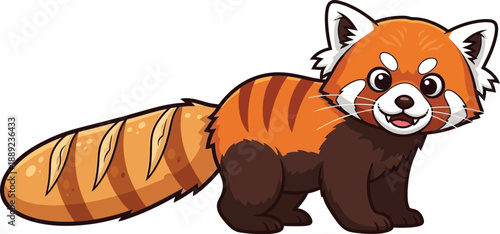 Cartoon red panda vector illustration isolated on transparent background cute animal drawing for children