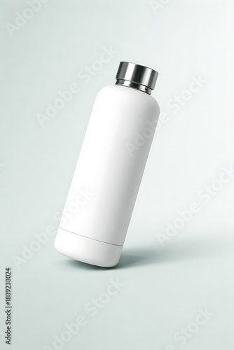 Wallpaper Mural White Stainless Steel Bottle Mockup with Shiny Cap Torontodigital.ca