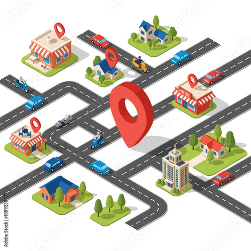 Large Red Location Pin on Map.