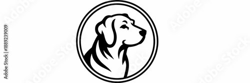Dog head logo badge in line art – Perfect for grooming business branding, pet shop signage, or veterinary logos.