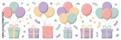 Whimsical pastel celebration vector – Ideal for nursery decor, gender reveal announcements, or lighthearted party blogs.