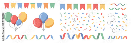 Festival flags and balloons vector – Suitable for event branding.