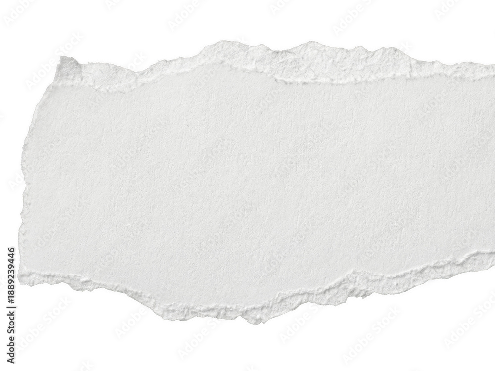 Obraz premium Torn white paper strip with jagged edges on a dark solid field