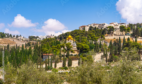 Billede på lærred The Church of Mary Magdalene on the Mount of Olives in Jerusalem,Israel