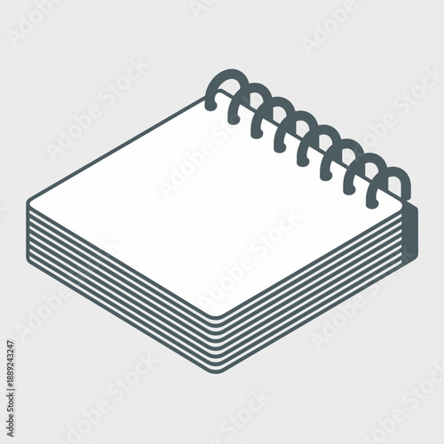 Spiral notepad icon with paper layers – Great for creative writing blogs, student planning materials, or note-taking apps.