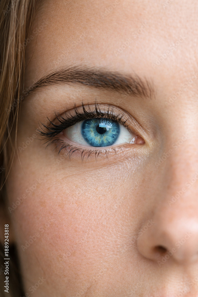 Obraz premium Close Up of Woman Eye with Natural Makeup and Healthy Skin
