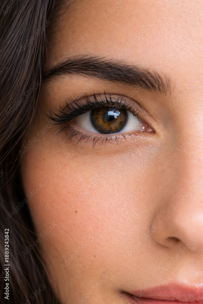 Fototapeta premium Close Up of Woman Eye with Natural Makeup and Healthy Skin