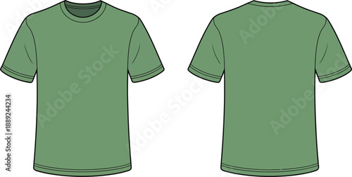Green t-shirt with short sleeves isolated on transparent background for design mockup purposes easily .