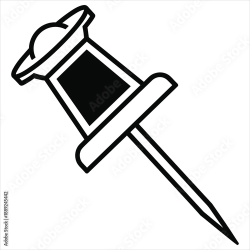 Push pin icon, symbolizing a note, reminder, marking a location, or pinning an idea in a simple flat design.