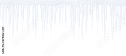 Photos Seamless horizontal icicles row with melting water drops hanging on transparent