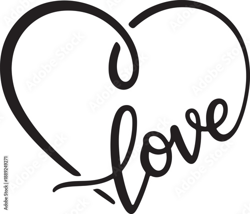 Perfect heart / romantic heart of love line art icon for dating apps and websites