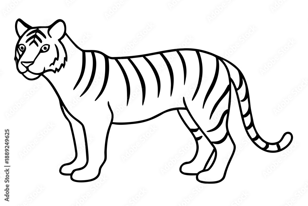 Fototapeta premium tiger line art white background illustration